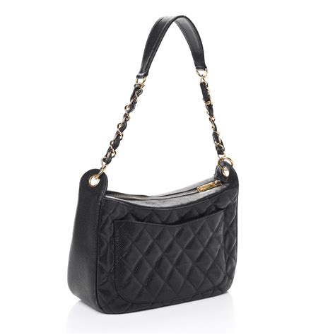 CHANEL Caviar Quilted Timeless CC Shoulder Bag Black 